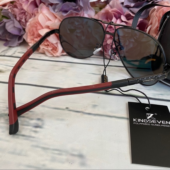 KINGSEVEN Vintage Red Mirrored Polarized Aviator Sunglasses - Picture 11 of 16